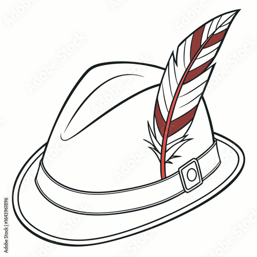 Traditional bavarian hat with feather isolated on white background, a german oktoberfest costume accessory and cultural symbol