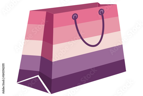 Colorful striped shopping bag with handles isolated on white background