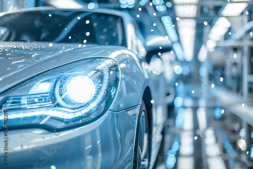 Car headlight in IP67 waterproof laboratory test with water spray simulation and technical supervision