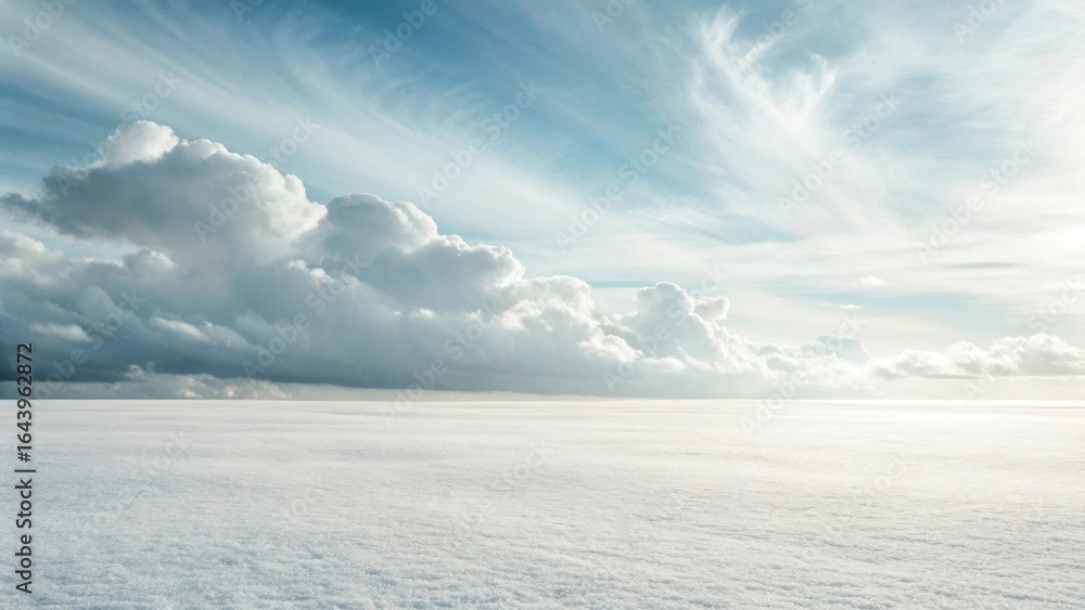 Obraz premium Expansive sky with dramatic clouds and a vast, bright horizon, creating a serene natural landscape