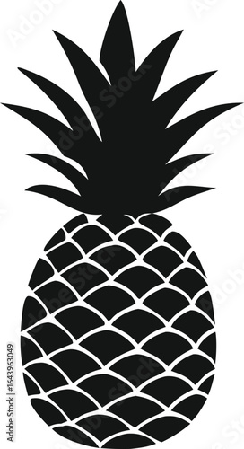 A tropical and juicy pineapple vector illustration, ripe and fresh, isolated on a white background