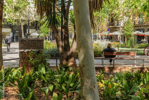 Photography Der Superblock Eixample, autofreier und für Fußgänger geöffneter Bereich in der