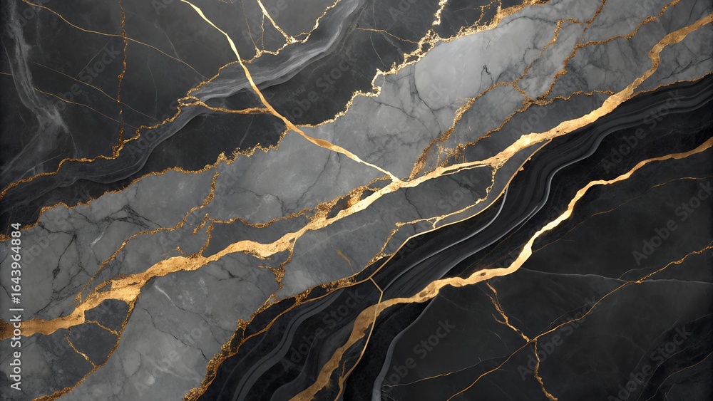 Fototapeta premium Black Marble Texture with Gold Veins – Luxurious Abstract Surface for Interior Design