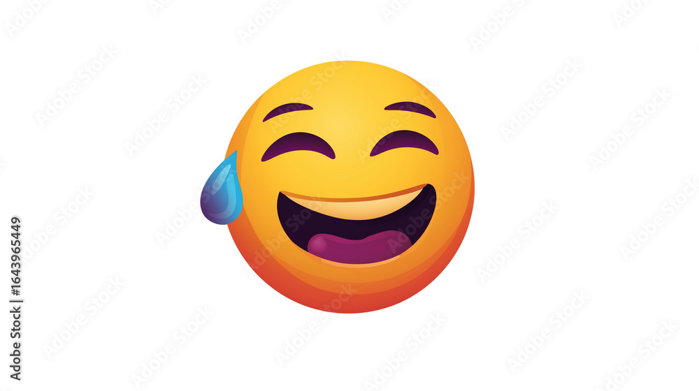 Fototapeta premium Laughing tears emoji, flat gradient vector style, high resolution, isolated on white