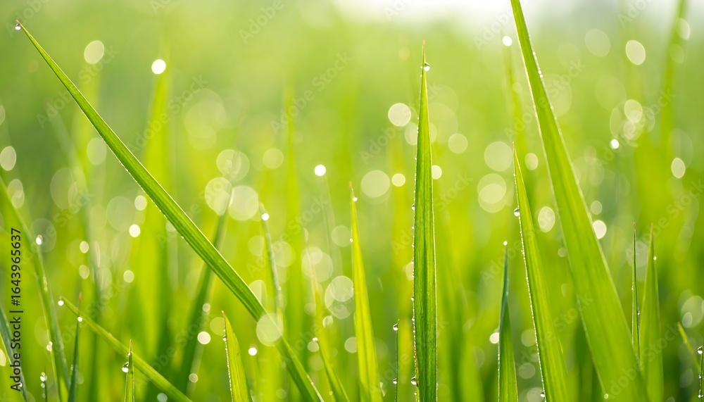 Fototapeta premium Dew-kissed blades of grass