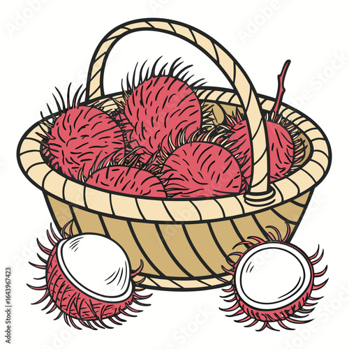 illustration of a basket with fruits