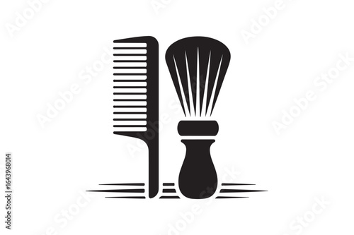 Simple Black and White Barber Shop Tools Icon