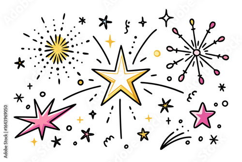 Sparkling starbursts bring festive cheer and celebratory vibes, perfect for adding a touch of magic to holiday designs, party invites, or birthday greetings with a cheerful feel