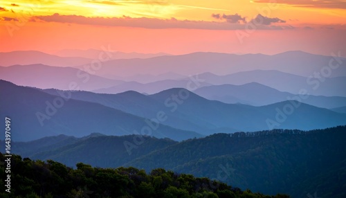 Fototapeta Naklejka Na Ścianę i Meble -  Colorful mountain sunset landscape