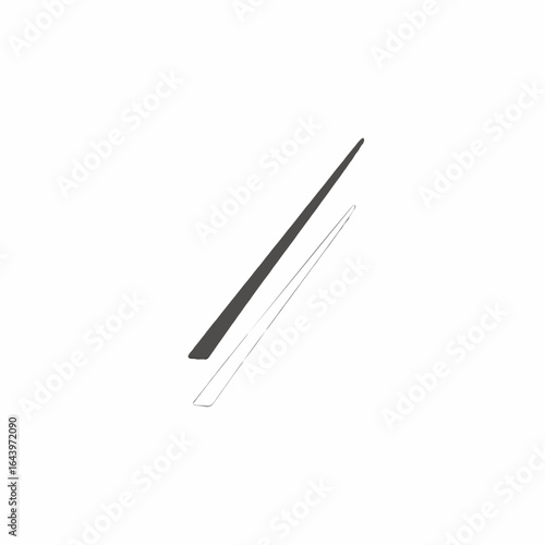 Two angled thin shapes with different color rendering shown