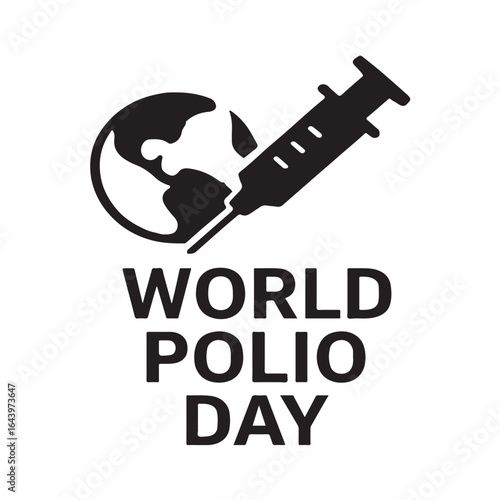 World Polio Day Illustration Featuring Earth and Syringe Symbolizing Global Vaccination Efforts and Healthcare Awareness for a Disease Free Future
