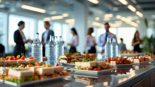 Wallpaper Mural Office Catering Buffet Sandwiches Water Bottles Business Meeting Food Spread Indoor Event Torontodigital.ca