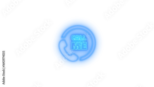Neon glowing call me icon with phone handset symbol on transparent background representing communication, contact request, customer service, smartphone hotline, messaging