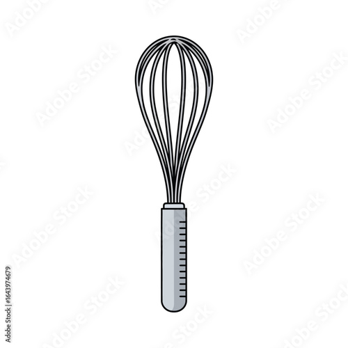 Classic balloon whisk illustration for cooking and baking. Kitchen utensil vector graphic isolated on a white background.