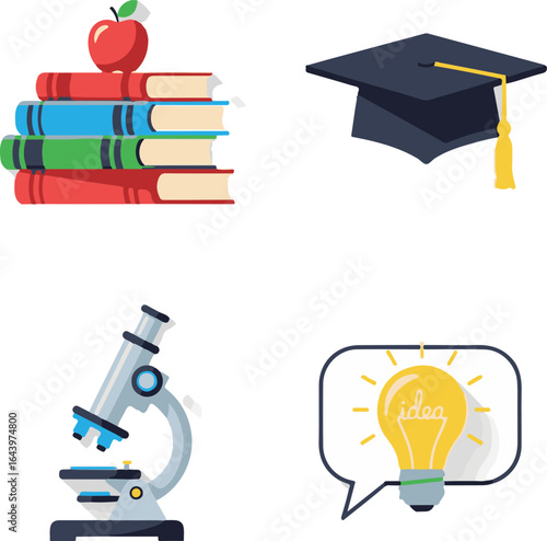 Vector art of education and learning symbols isolated on white background