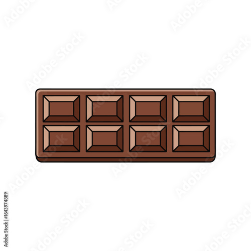 Vector icon of a milk chocolate bar. A simple flat illustration of a sweet candy dessert, isolated for graphic design.