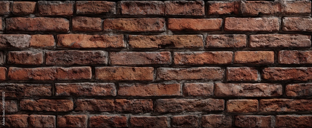 Fototapeta premium The aged brick wall showcasing rustic charm and timeless appeal.