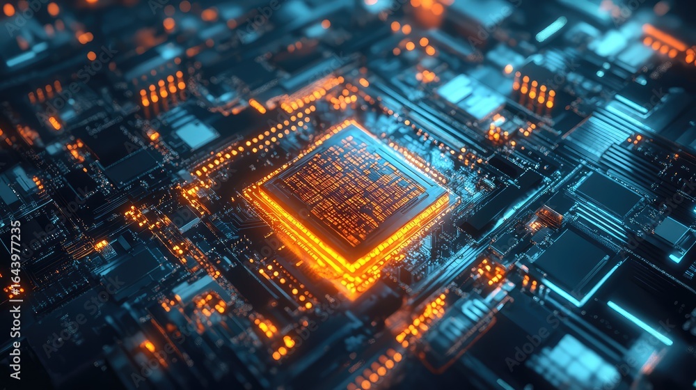 Obraz premium superposition pulsating quantum processor