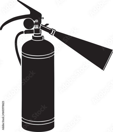 A Black and White Depiction of a Fire Extinguisher for Safety and Emergency Preparedness, Ready for Fire Suppression