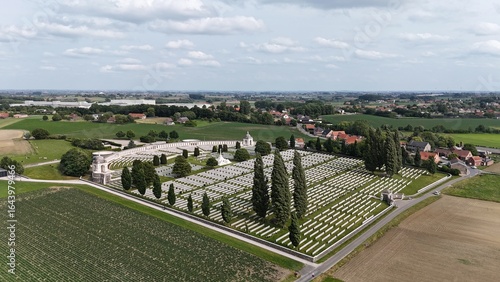 Vászonkép Tyne Cot Cemetery Belgium WW1 Ypres drone,aerial