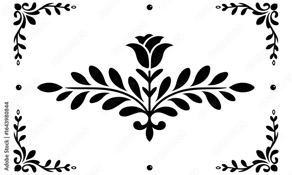 Fototapeta premium Ornament design corner set, collection, flowers floral design corner, vector eps