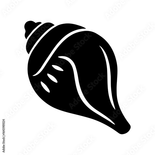 Black silhouette of a conch shell on a light background