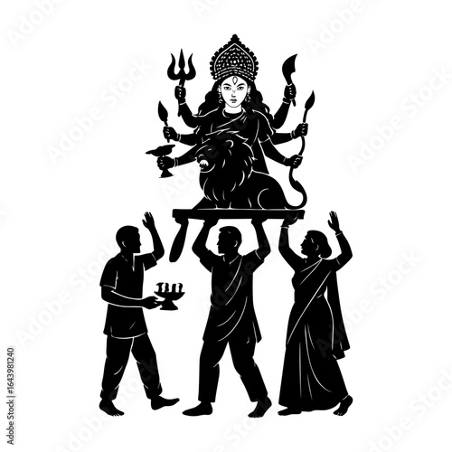 Devotees carry a durga idol during a religious procession