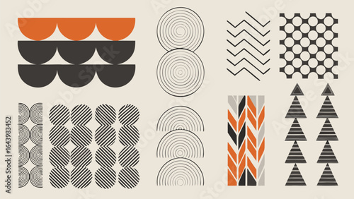 Set of 9 geometric patterns vector