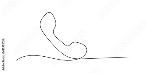 Old telephone continuous one line art drawing of outline vector illustration design, Telephone continuous single line drawing vector illustration. Premium vector, Old phone icon hand drawn with single