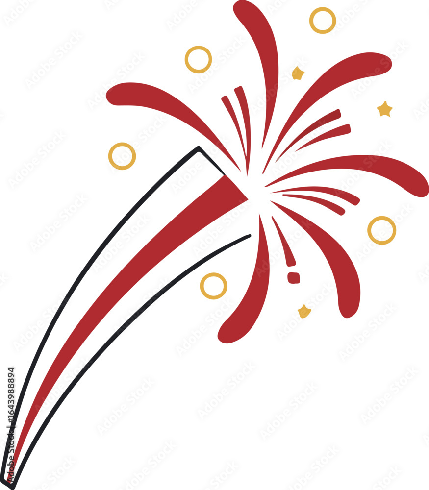 Fototapeta premium Stylish celebration artwork with bright firework bursts and star decorations