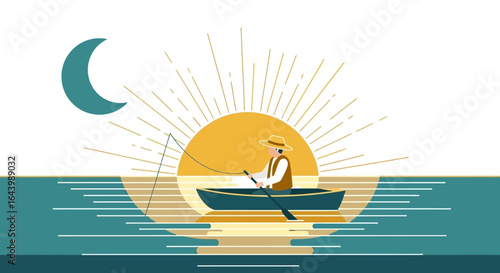 A Serene Escape Man Enjoying A Peaceful Fishing Trip On The Lake