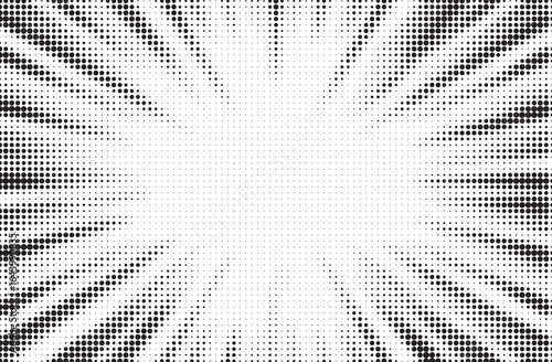 Halftone texture dot radial background, cartoon comic retro pop art dot border, halftone shadow. Vector illustration.