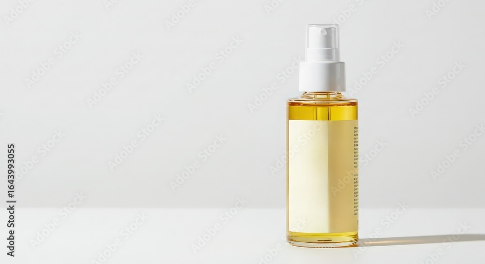 Oil spray bottle on minimalist white background