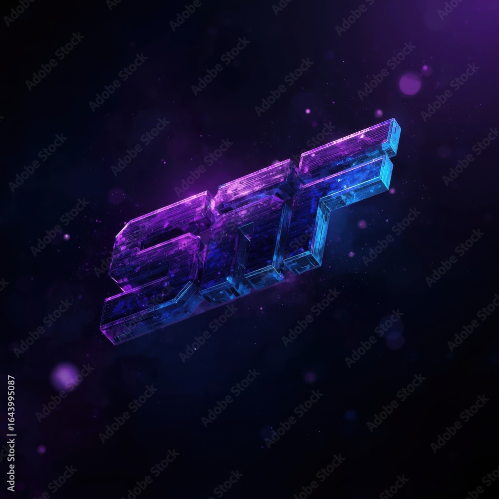 Naklejka premium Sparkling Abstract Geometric Logo Design with Purple and Blue Hues