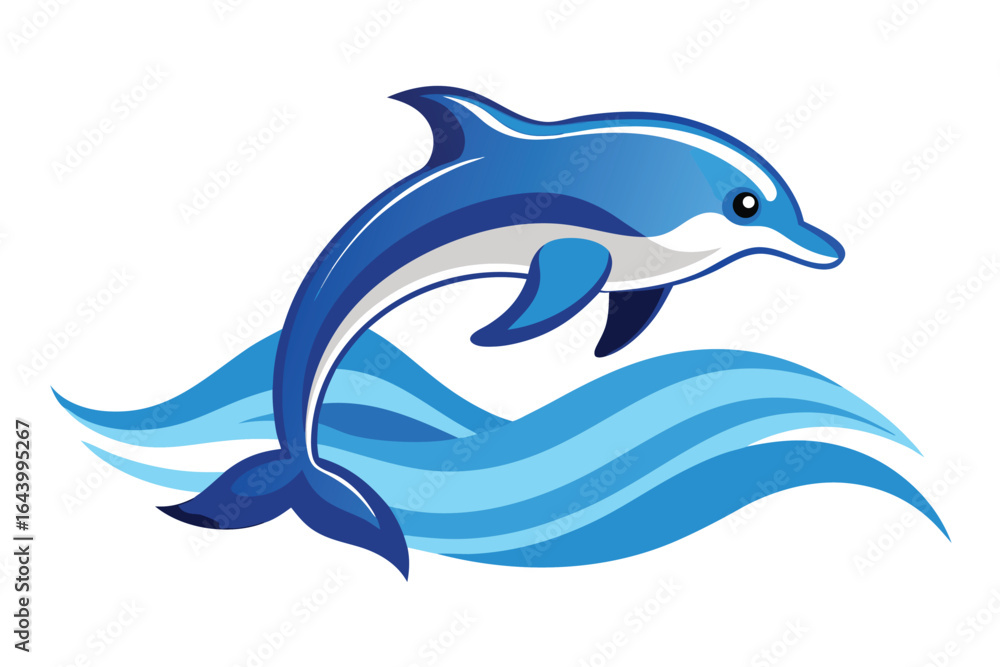 Fototapeta premium dolphin jumping over stylized waves .eps