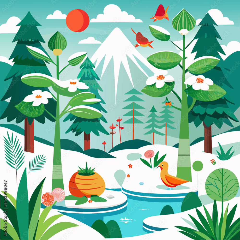 Fototapeta premium vector illustration of a summer landscape