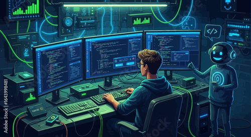 Advanced coding environment with a human programmer and an ai assistant working together seamlessly