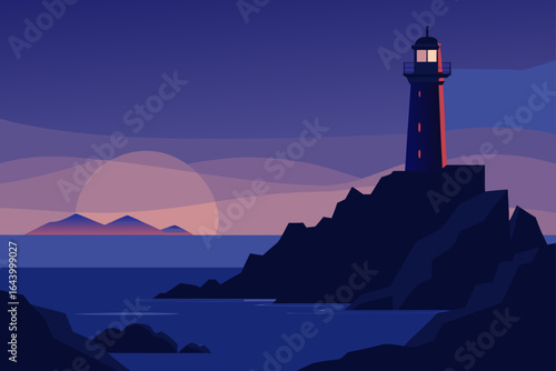 lighthouse at dusk