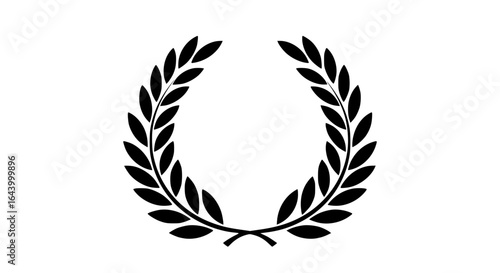Laurel wreath minimalist in a white background black and white icon