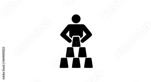 Person stacking cups black and white