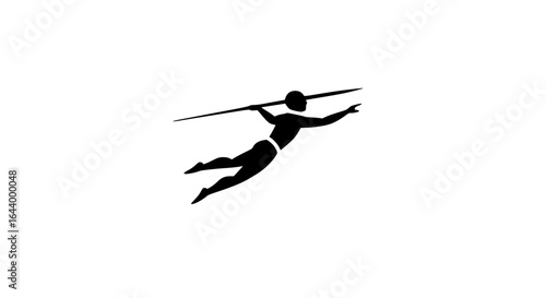 Person swimming with a spear black