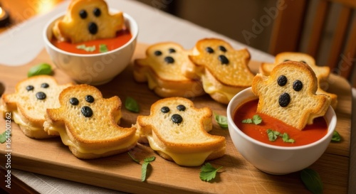 Wallpaper Mural Spooky Ghostly Grilled Cheese Sandwiches with Tomato Soup Dip Torontodigital.ca