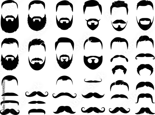 Various black beard and mustache styles hair facial