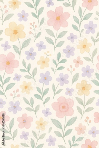 Wallpaper Mural Seamless Pastel Floral Watercolor Pattern Torontodigital.ca