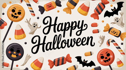 Happy halloween with spooky treats and candy corn