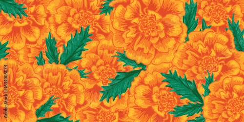 Banner con patrón de flor cempasúchil día de muertos México