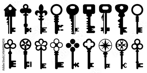 Vintage skeleton keys collection showcasing intricate and diverse antique key designs and styles