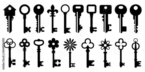 Vintage skeleton keys collection showcasing intricate and diverse antique key designs and styles