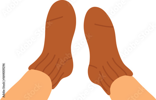 Feet Wearing Brown Wool Socks