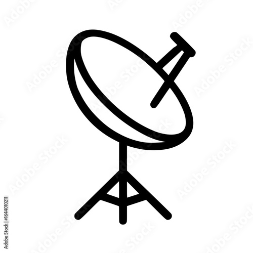 Satellite Dish Icon – Communication Technology Symbol with Tripod Stand and Receiver Arm